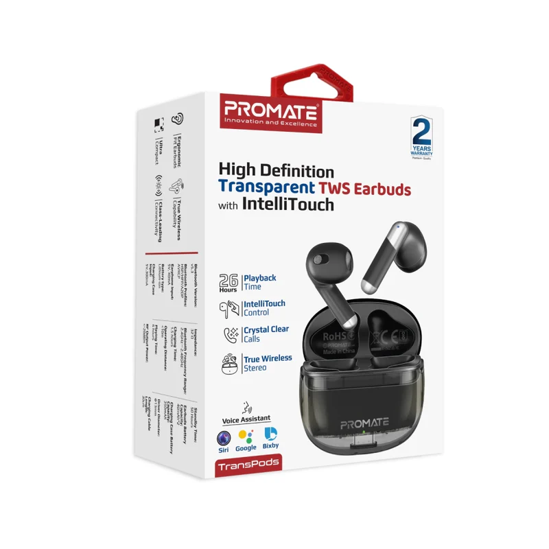 Promate TransPods True Wireless Earbuds - Black Promate TransPods True Wireless Earbuds - Black